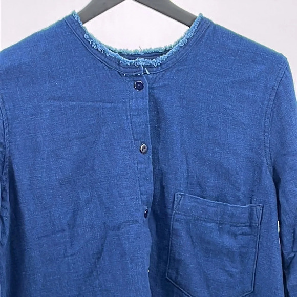 Sandrine Rose Button Front Long Sleeve Mandarin Collar Oversized Shirt - Medium - Picture 5 of 11